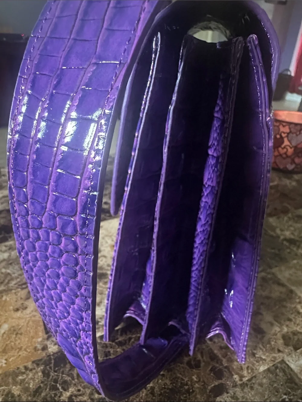 Brahmin Purple Croc-Embossed Buckle Shoulder Bag